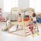 Pine and Beech Wood 6-in-1 Indoor Jungle Gym with Slide, Monkey Bars and Climbing Ladders